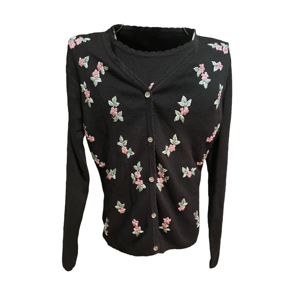 Vintage embroidered floral cardigan set